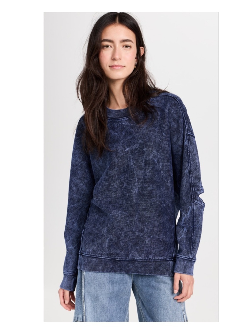 NEW Tibi Acid Wash Cocoos Sweatshirt in Navy, Size M
